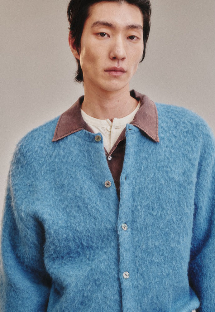 Art if acts - Alpaca Round Neck Cardigan (Dark Blue) product image 1 | TRAB K-Fashion Australia