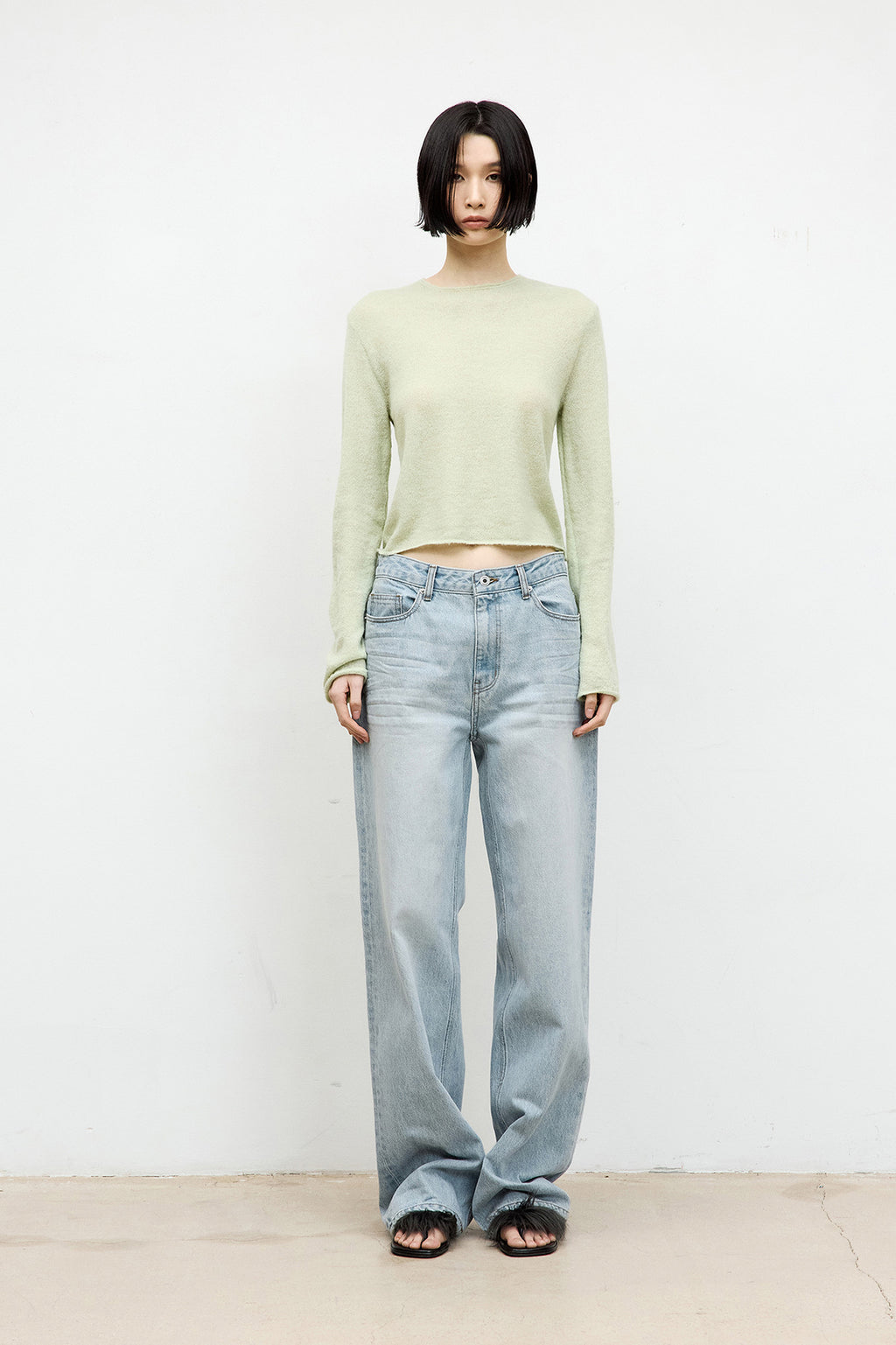 Coor - Relaxed Embo Denim Pants (Vintage Blue) product image 2 | TRAB K-Fashion Australia
