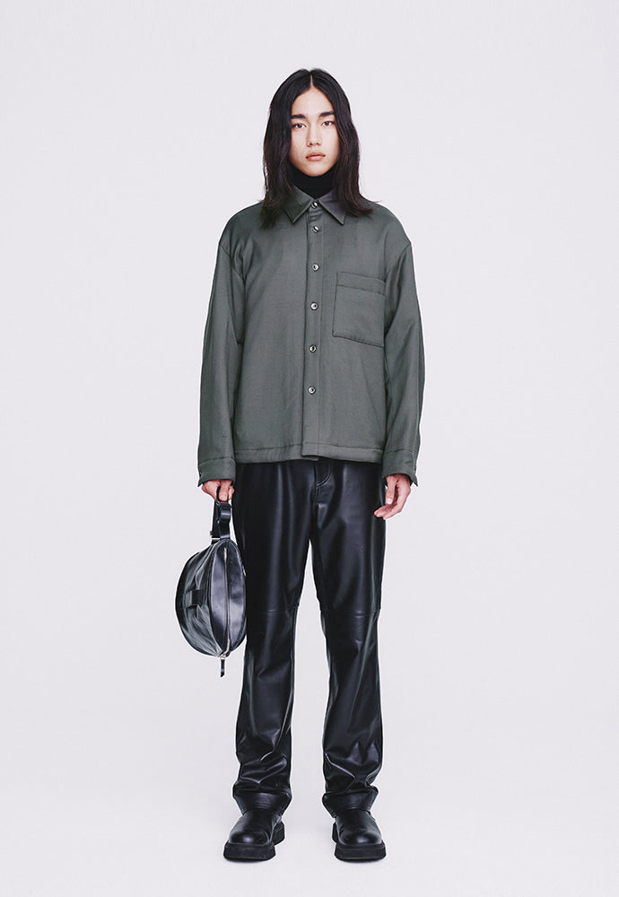 Tonywack - Hard Twist Wool Padded Shirt Jacket (Dark Olive) product image 3 | TRAB K-Fashion Australia