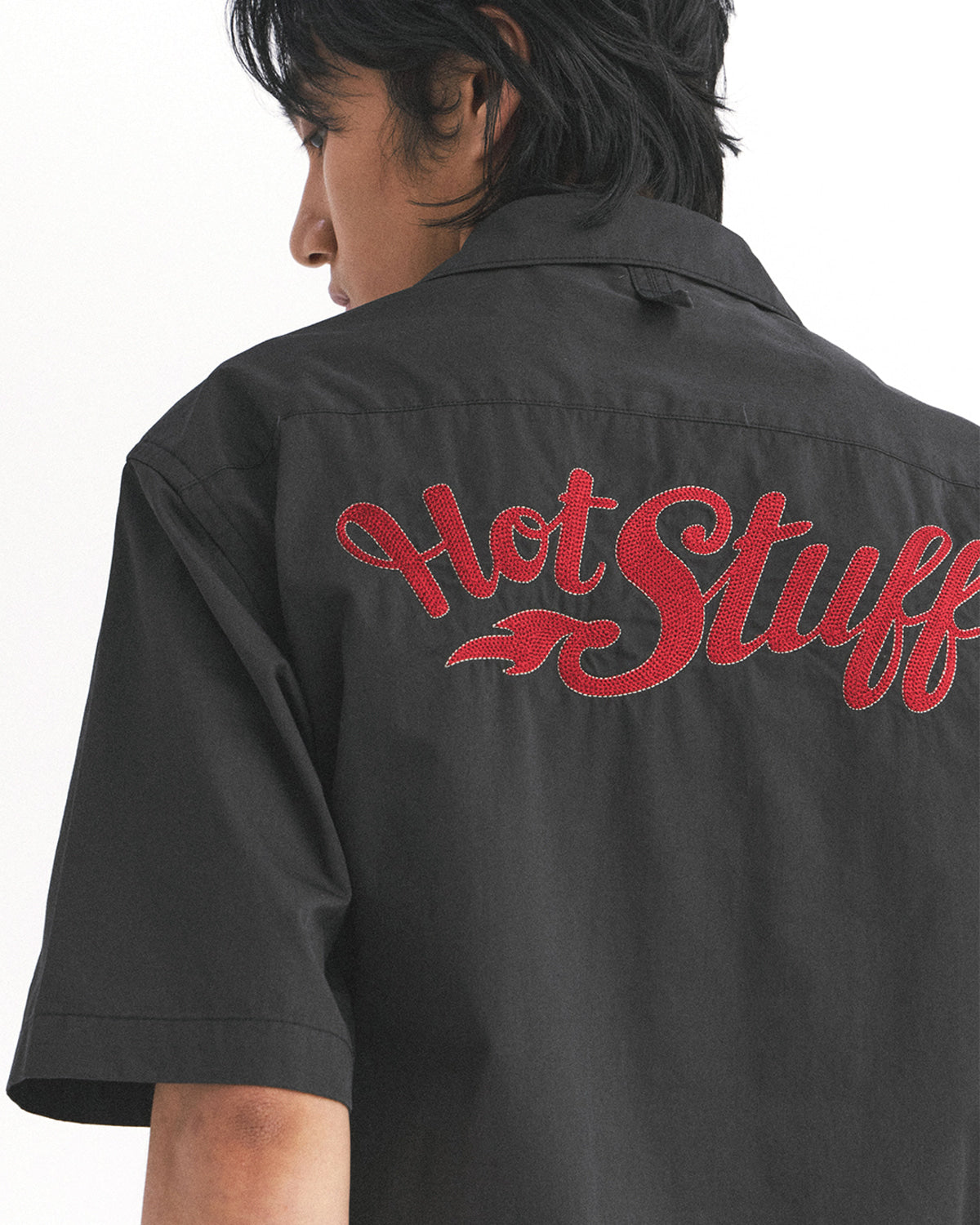 Eastlogue - Embroidered Work Half Shirts (Charcoal) product image 3 | TRAB K-Fashion Australia