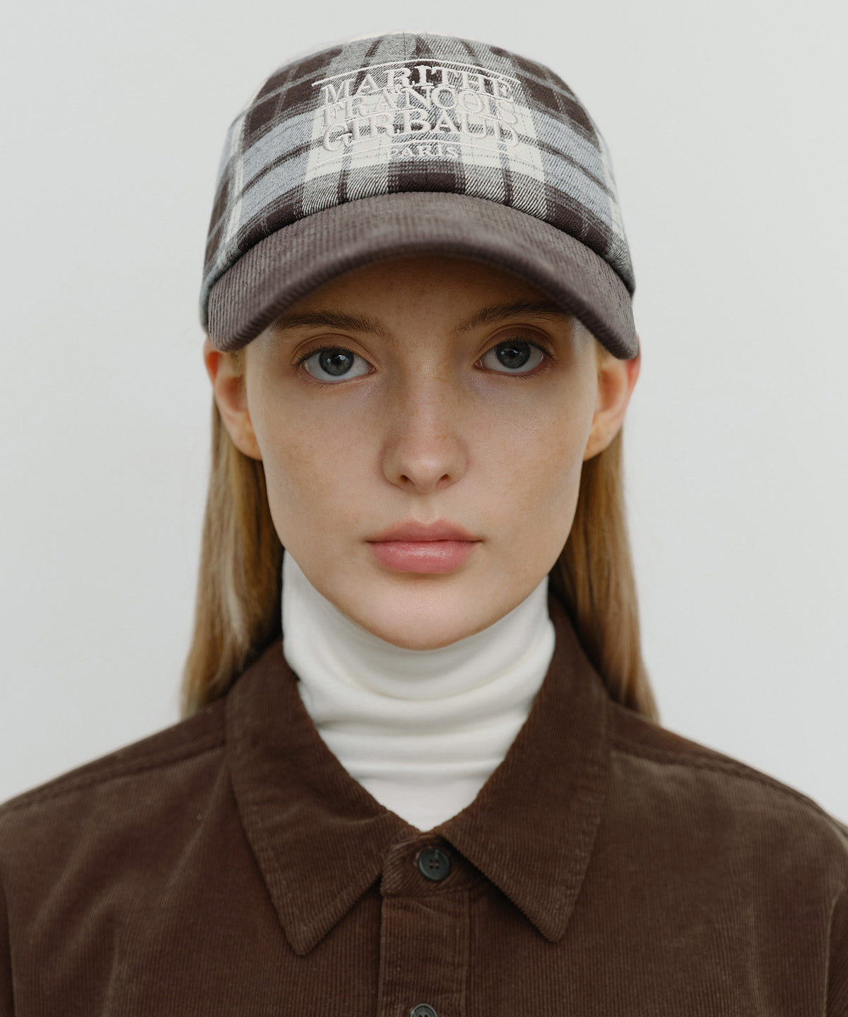 Marithe & Francois Girbaud - Classic Logo Two Tone Check Cap (Brown) product image 5 | TRAB K-Fashion Australia