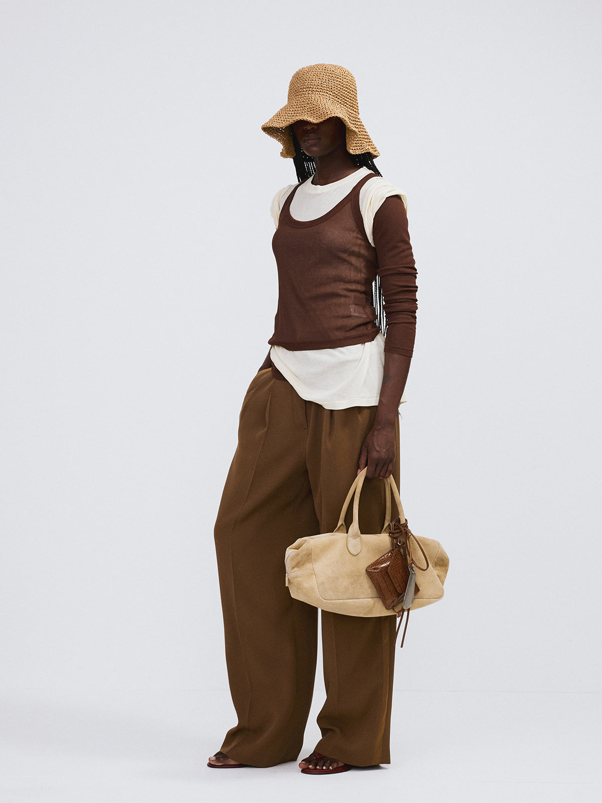 Recto - Tuxedo Detail Fluid Suit Pants (Ochre) product image 2 | TRAB K-Fashion Australia