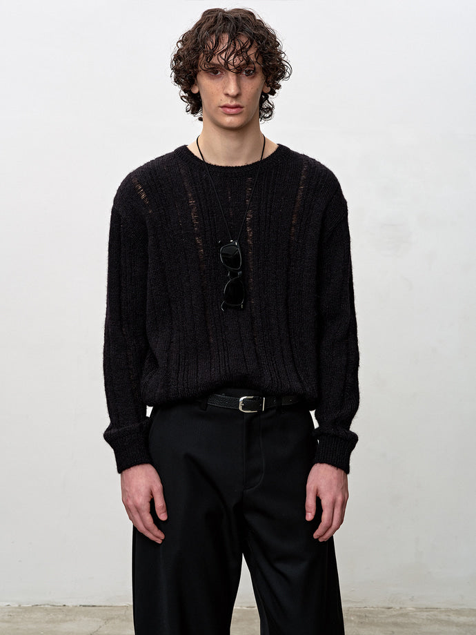 Tonywack - Kid Mohair Distressed Ribbed Sweater (Black) product image 5 | TRAB K-Fashion Australia