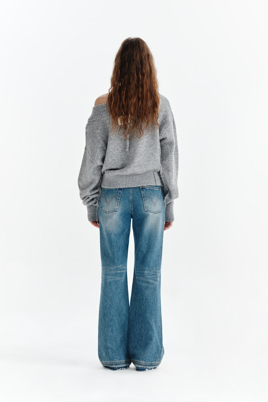 Matin Kim - Semi Boots Cut Damage Denim Pants (Blue) product image 7 | TRAB K-Fashion Australia