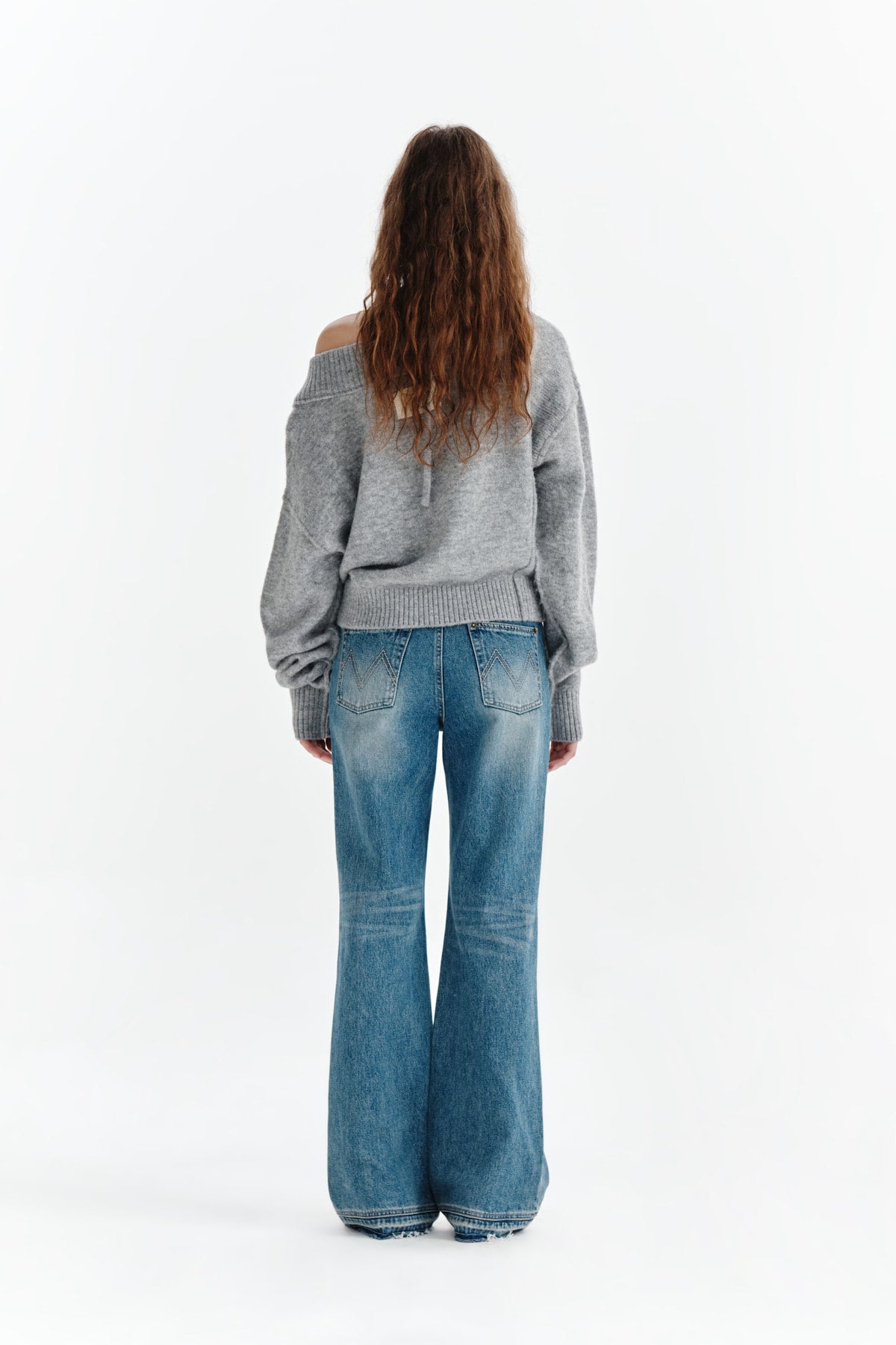 Matin Kim - Semi Boots Cut Damage Denim Pants (Blue) product image 7 | TRAB K-Fashion Australia