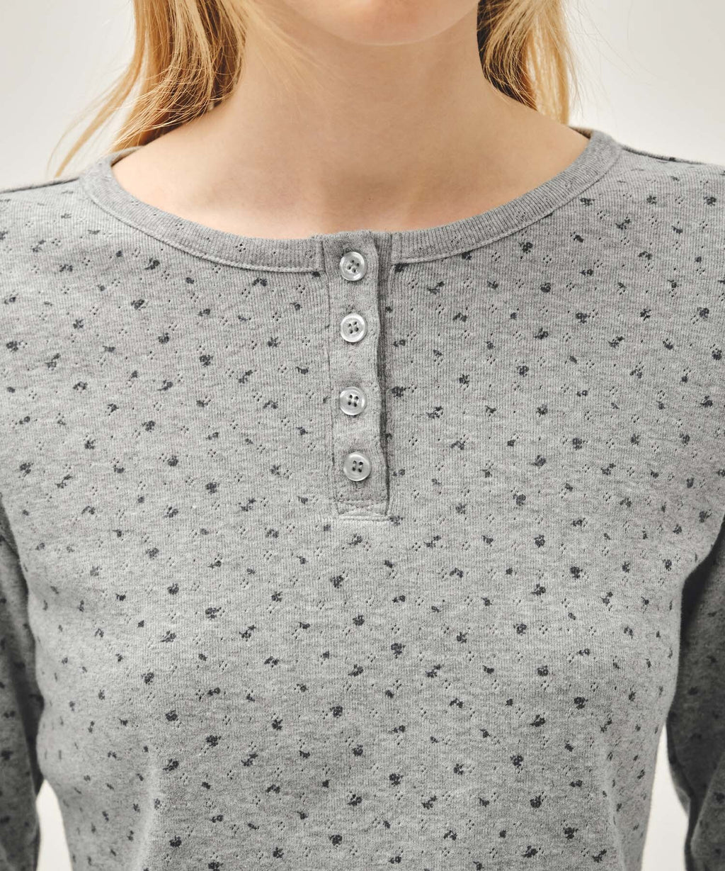 Marithe & Francois Girbaud - Flower Pattern Long Sleeve Tee (Melange Gray) product image 3 | TRAB K-Fashion Australia