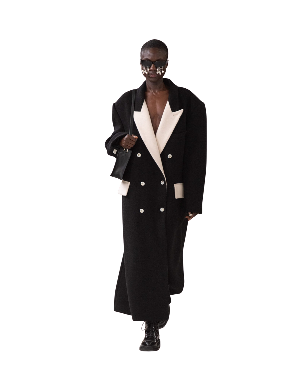 Kimhe Kim - Bi Color Double Breasted Coat (Black/Ivory) product image 1 | TRAB K-Fashion Australia
