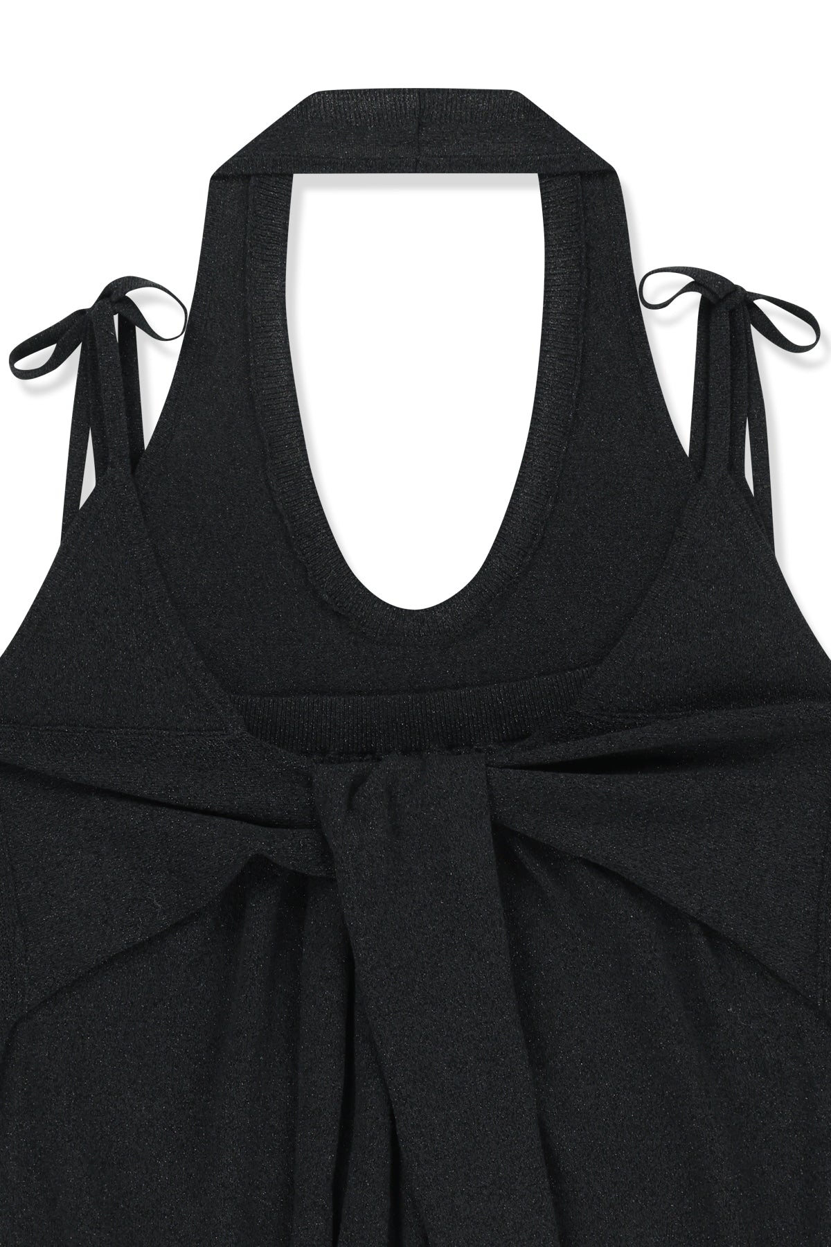 Matin Kim - Layered Tie Halter Neck Knit Top (Black) product image 4 | TRAB K-Fashion Australia