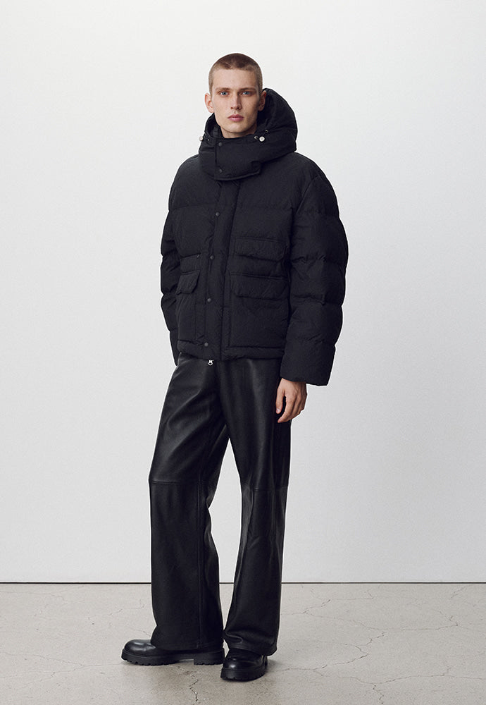 Tonywack - Technical Shell Short Puffer Down Jacket (Detachable Hood) (Black) product image 3 | TRAB K-Fashion Australia