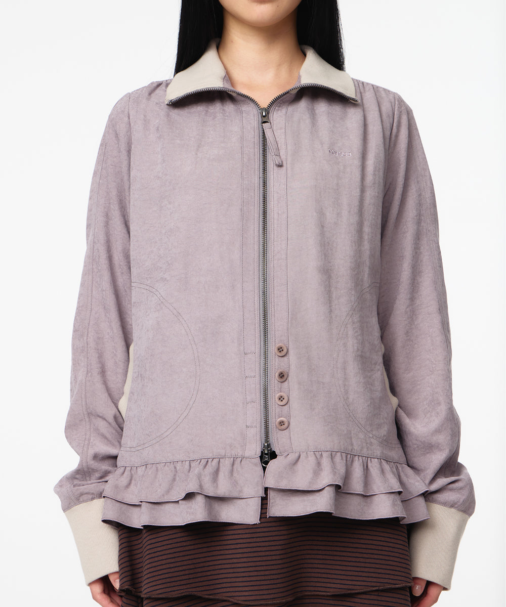 Coyseio - Tone-Mix Shirring Hem Jacket (Ash Pink) product image 5 | TRAB K-Fashion Australia