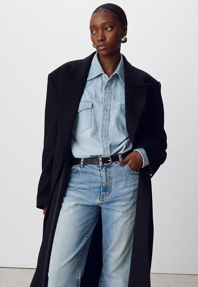 Tonywack - Wool And Cashmere Double-Breasted Coat (Black) product image 4 | TRAB K-Fashion Australia