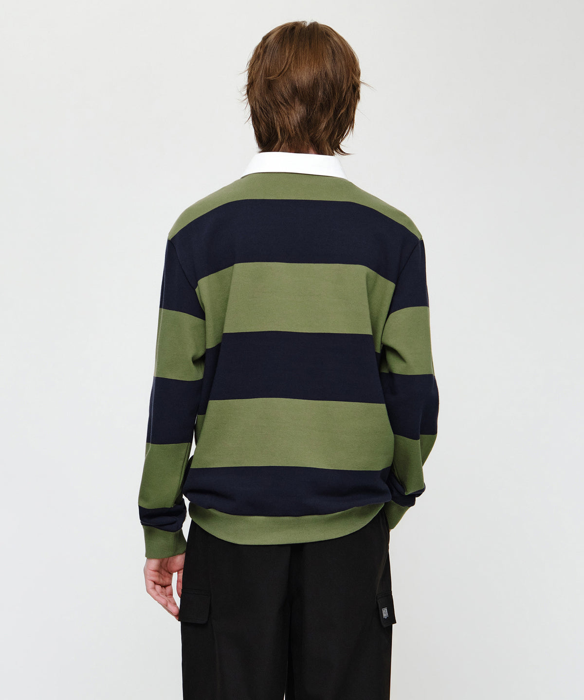 Marithe & Francois Girbaud - Small Classic Logo Rugby Stripe Sweatshirt (Navy) product image 3 | TRAB K-Fashion Australia
