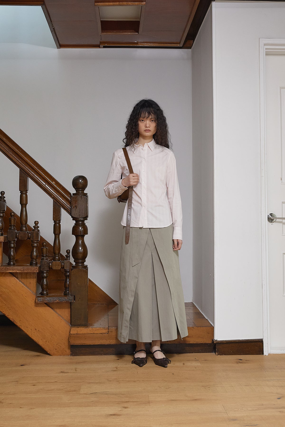 Matin Kim - Cuffs Button Point Stripe Shirt (Light Pink) product image 6 | TRAB K-Fashion Australia