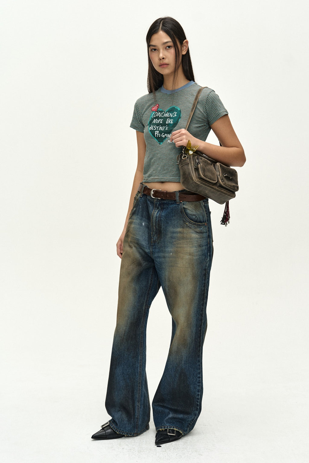 Andersson Bell - (essential) Heart Message Stripe T-Shirt (Essential) product image 1 | TRAB K-Fashion Australia