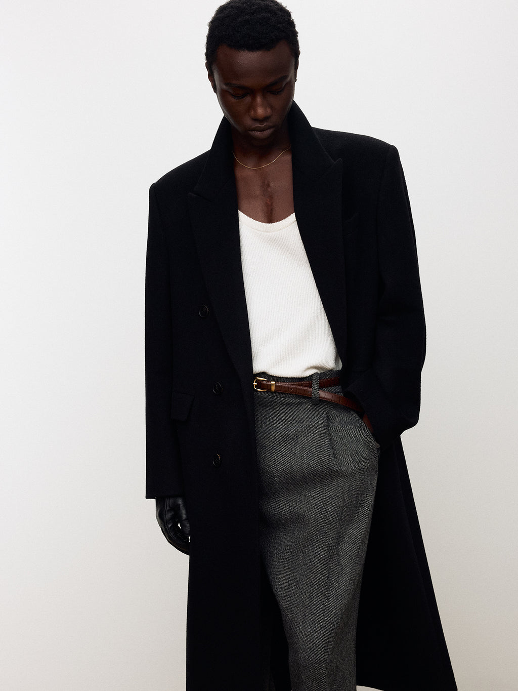 Tonywack - Wool And Cashmere Double-Breasted Coat (Black) product image 5 | TRAB K-Fashion Australia