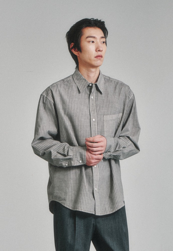 Art if acts - Pigment Dyed Stripe Shirt (Cliff) product image 1 | TRAB K-Fashion Australia