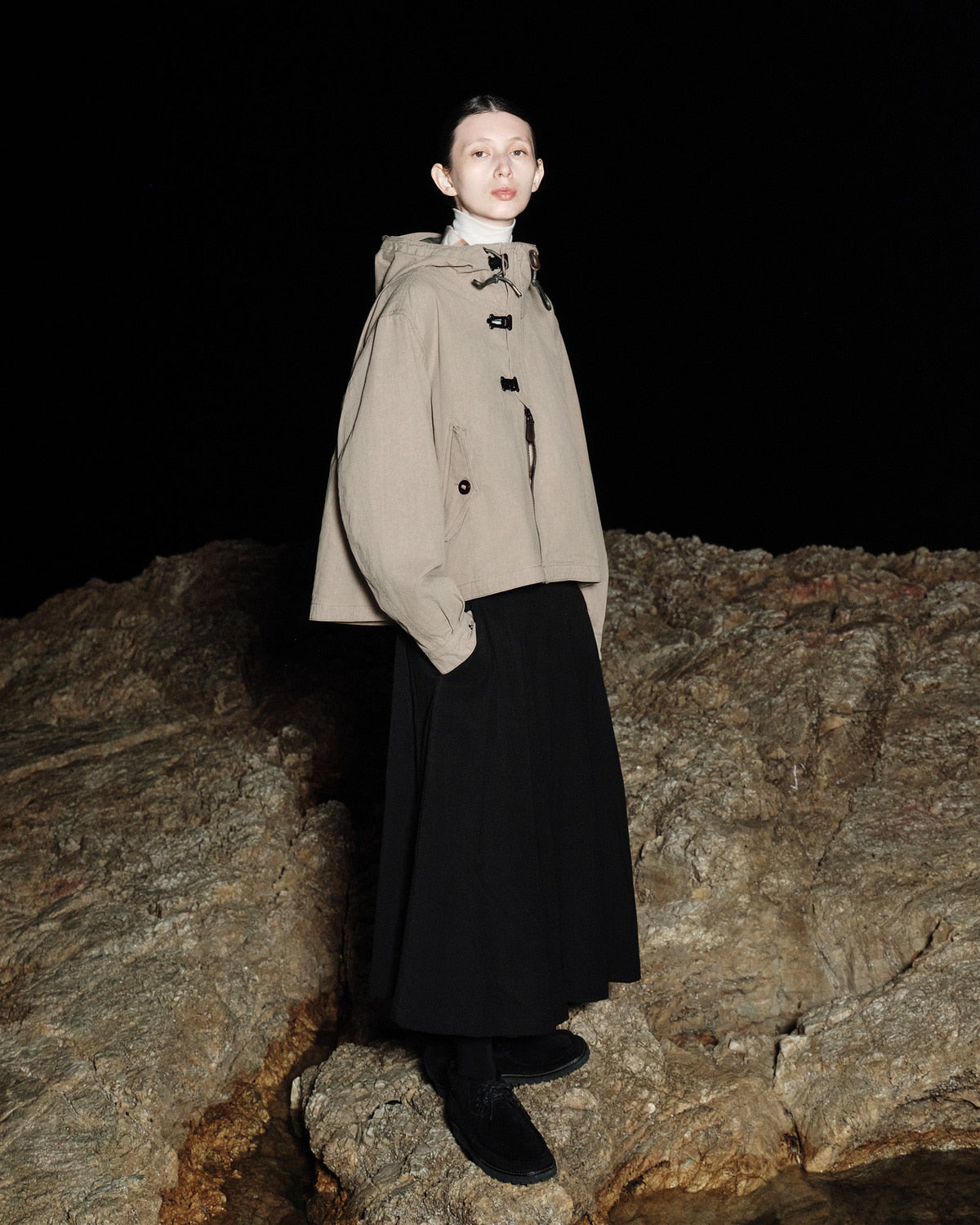 Eastlogue - Wanderer Pleated Skirt (Black Twill) product image 2 | TRAB K-Fashion Australia