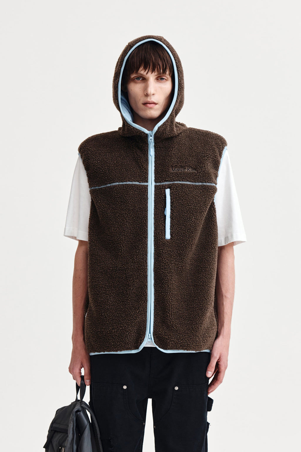 Matin Kim - Fleece Hoody Vest (Dark Brown) product image 10 | TRAB K-Fashion Australia