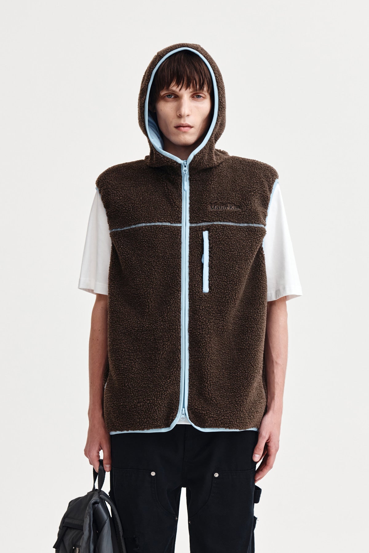 Matin Kim - Fleece Hoody Vest (Dark Brown) product image 10 | TRAB K-Fashion Australia