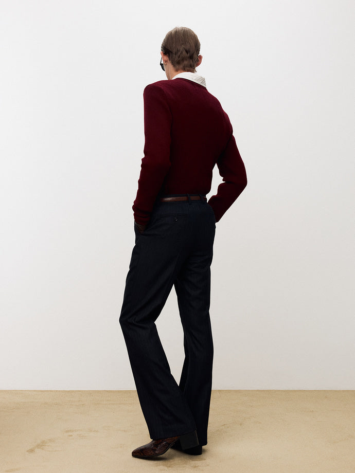 Tonywack - Super Fine Wool Ribbed V-Neck Sweater (Maroon) product image 4 | TRAB K-Fashion Australia