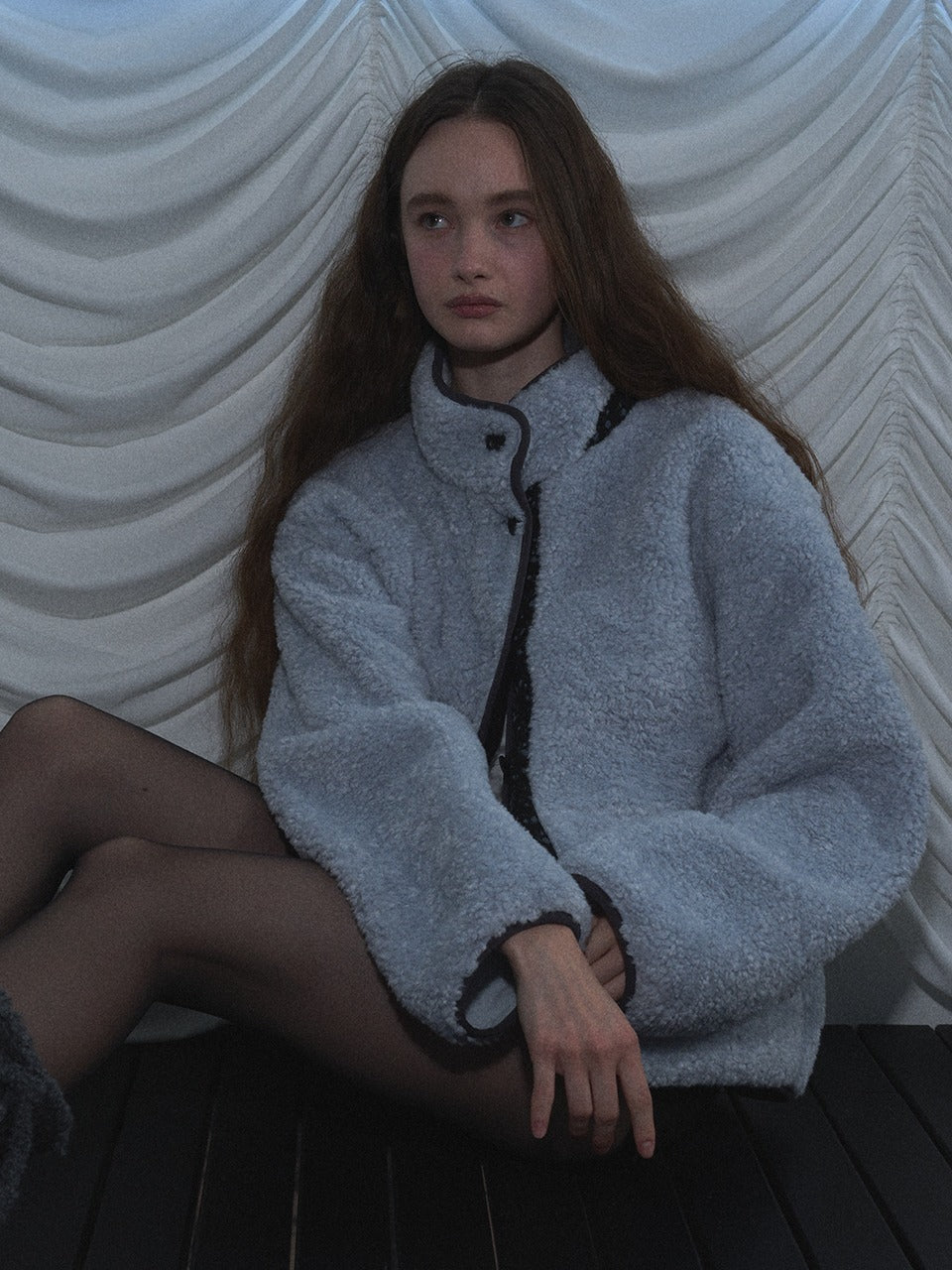 Margarin Fingers - Floral Point Fleece Jacket (Light Blue) product image 1 | TRAB K-Fashion Australia