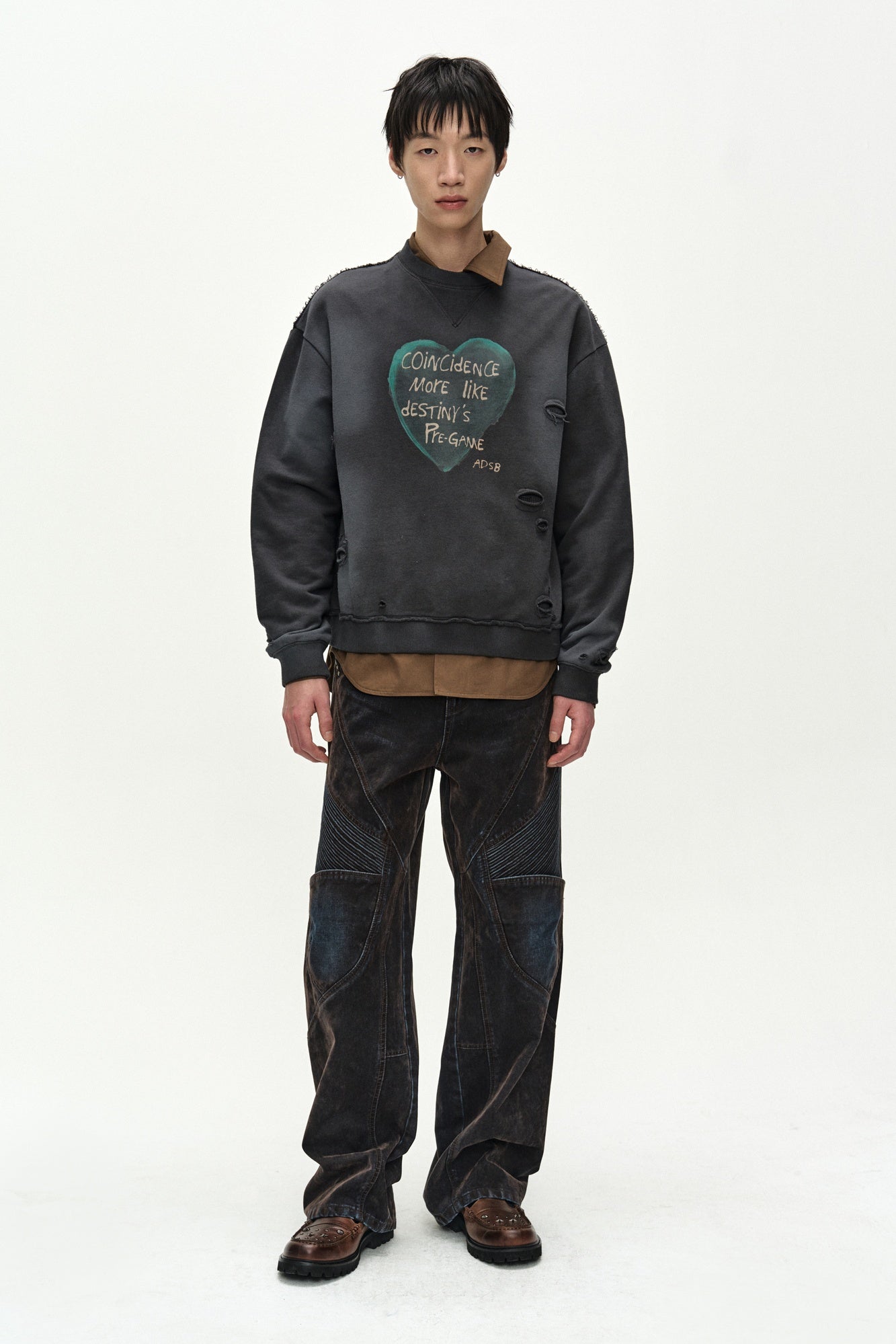 Andersson Bell - (essential) Unisex Spray Washed Heart Message Sweatshirt (charcoal) (Charcoal) product image 3 | TRAB K-Fashion Australia