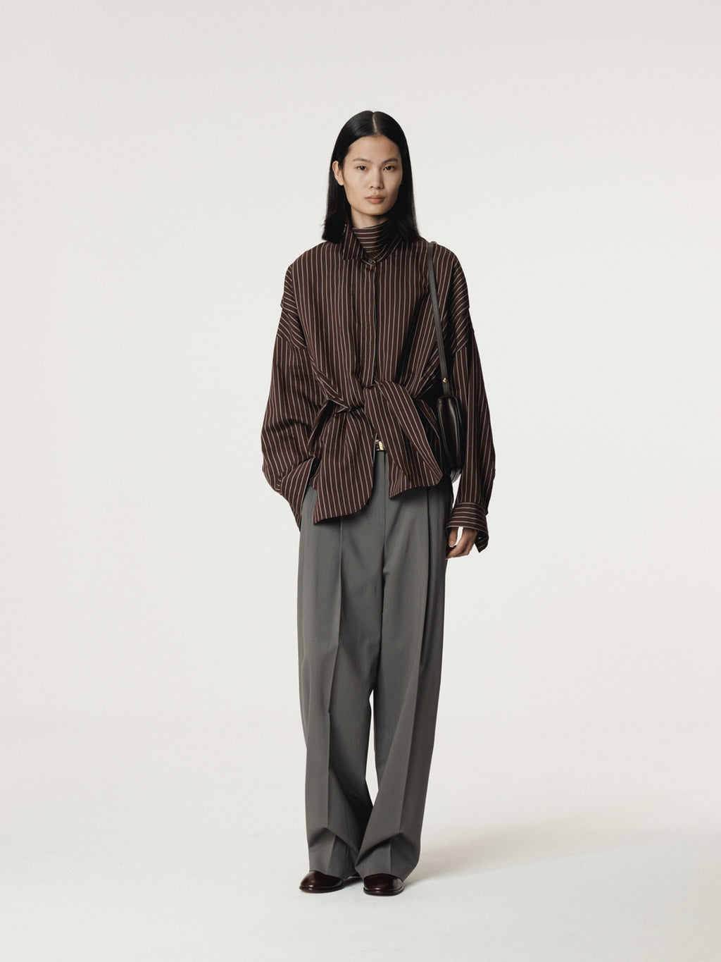 Recto - Double Layer Stripe Shirt (Red Brown) product image 2 | TRAB K-Fashion Australia