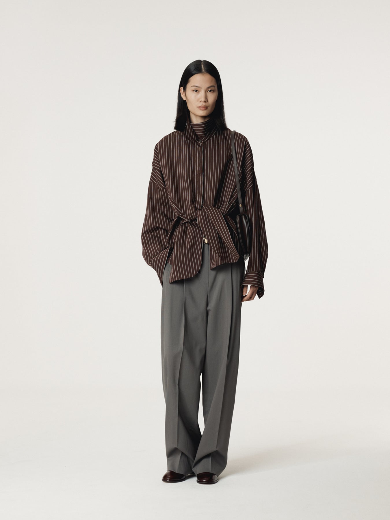 Recto - Double Layer Stripe Shirt (Red Brown) product image 2 | TRAB K-Fashion Australia