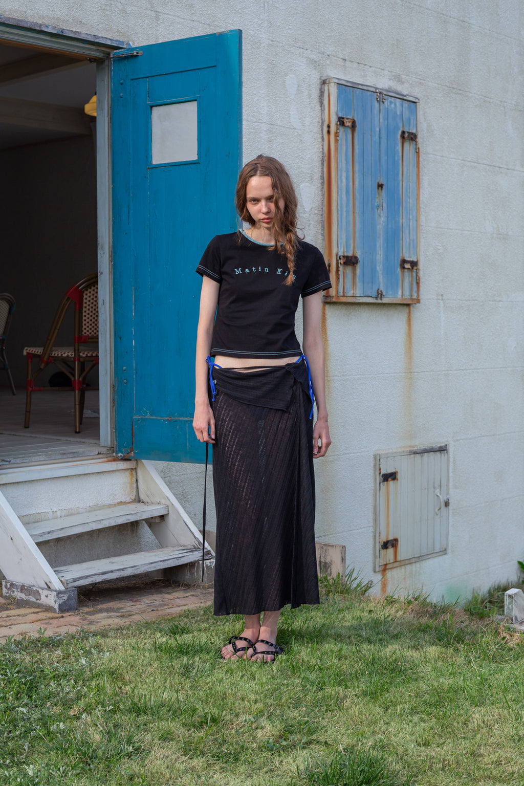 Matin Kim - Foldover Layered Maxi Wrap Skirt (Black) product image 8 | TRAB K-Fashion Australia