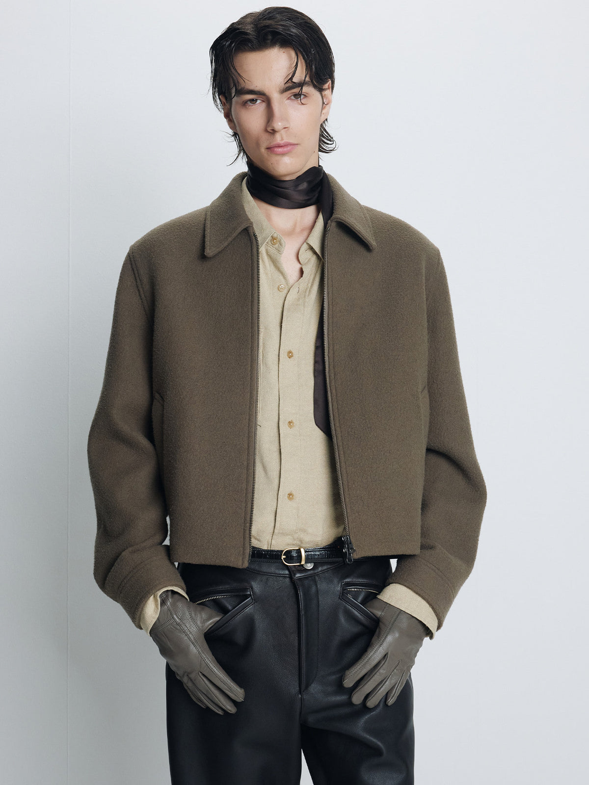 Tonywack - Brushed Wool Zippered Jacket (Dusty Olive) product image 3 | TRAB K-Fashion Australia