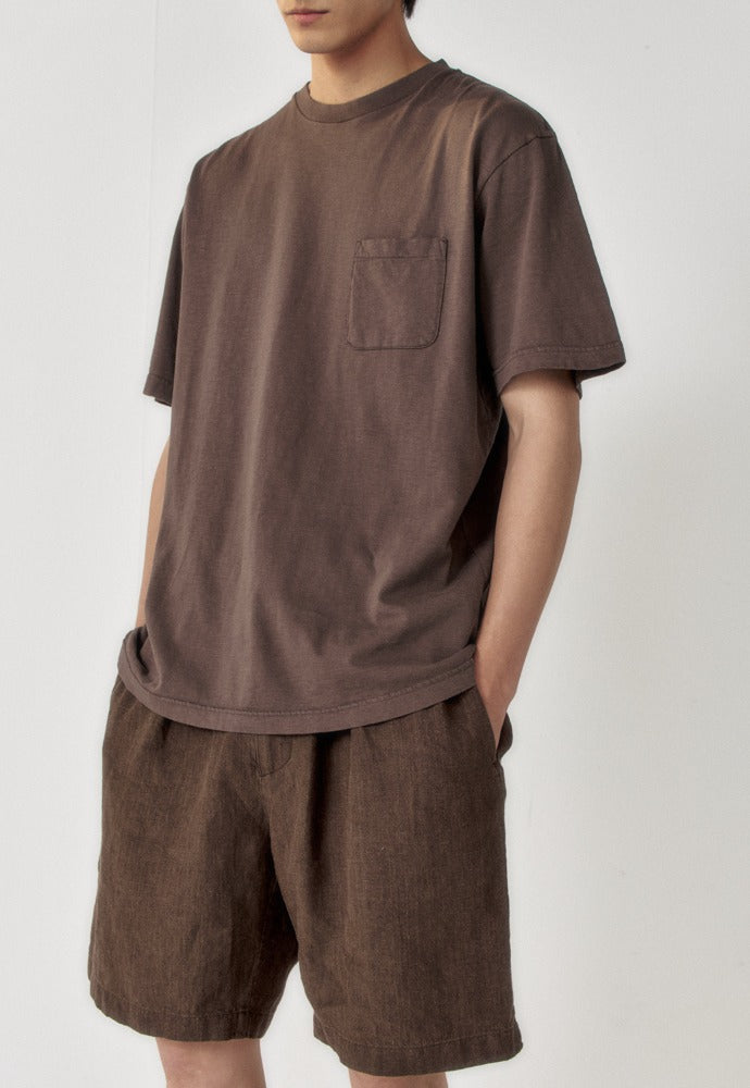 Art if acts - Garment Dyed Slub Pocket T-Shirt (Brown) product image 1 | TRAB K-Fashion Australia