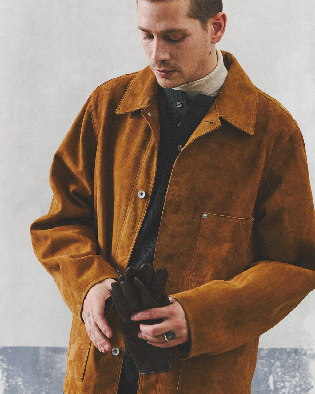 Eastlogue - Railman Work Leather Jacket (Beige Suede) product image 5 | TRAB K-Fashion Australia