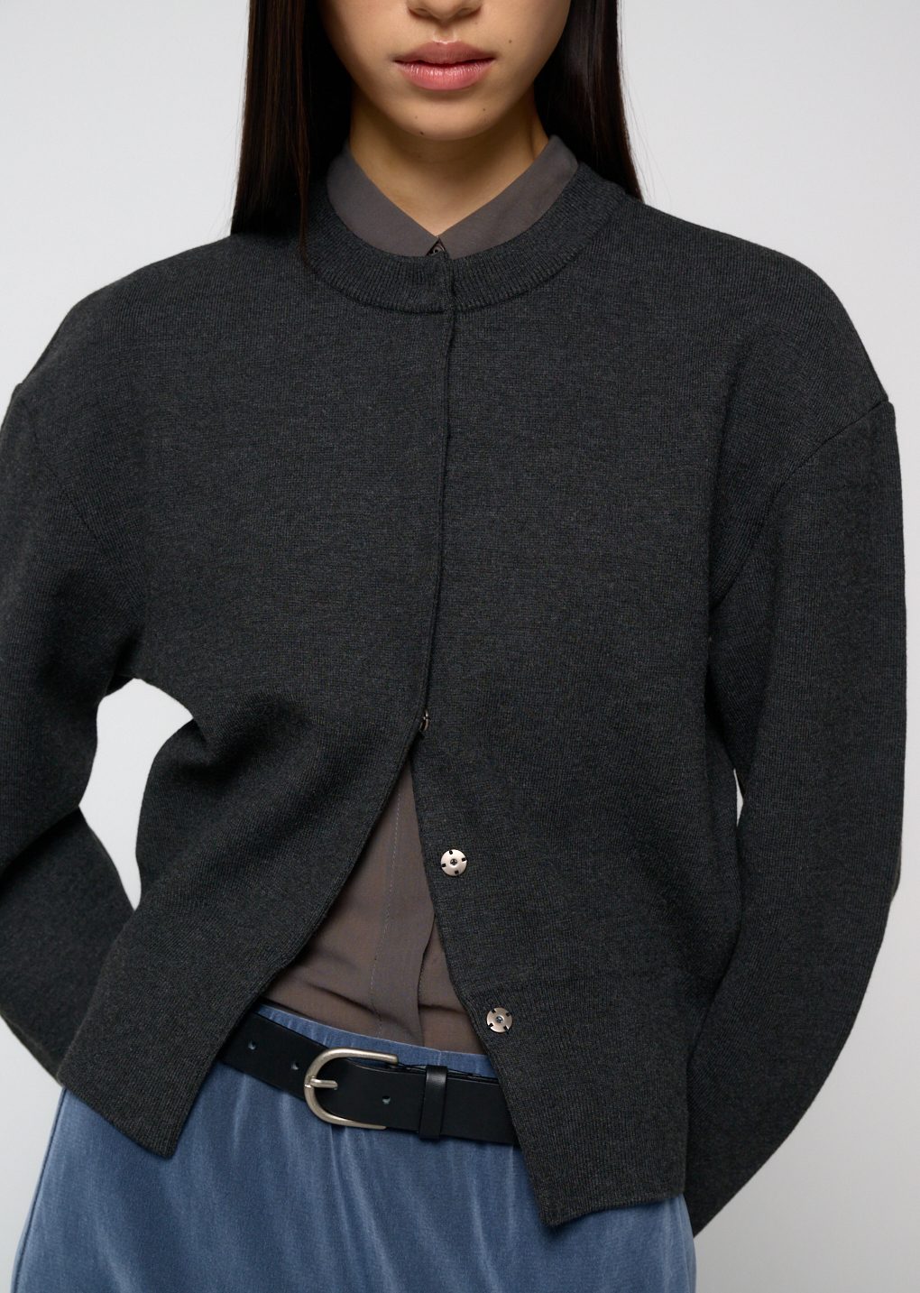 Amomento - Rounded sleeve cardigan (Charcoal) product image 6 | TRAB K-Fashion Australia