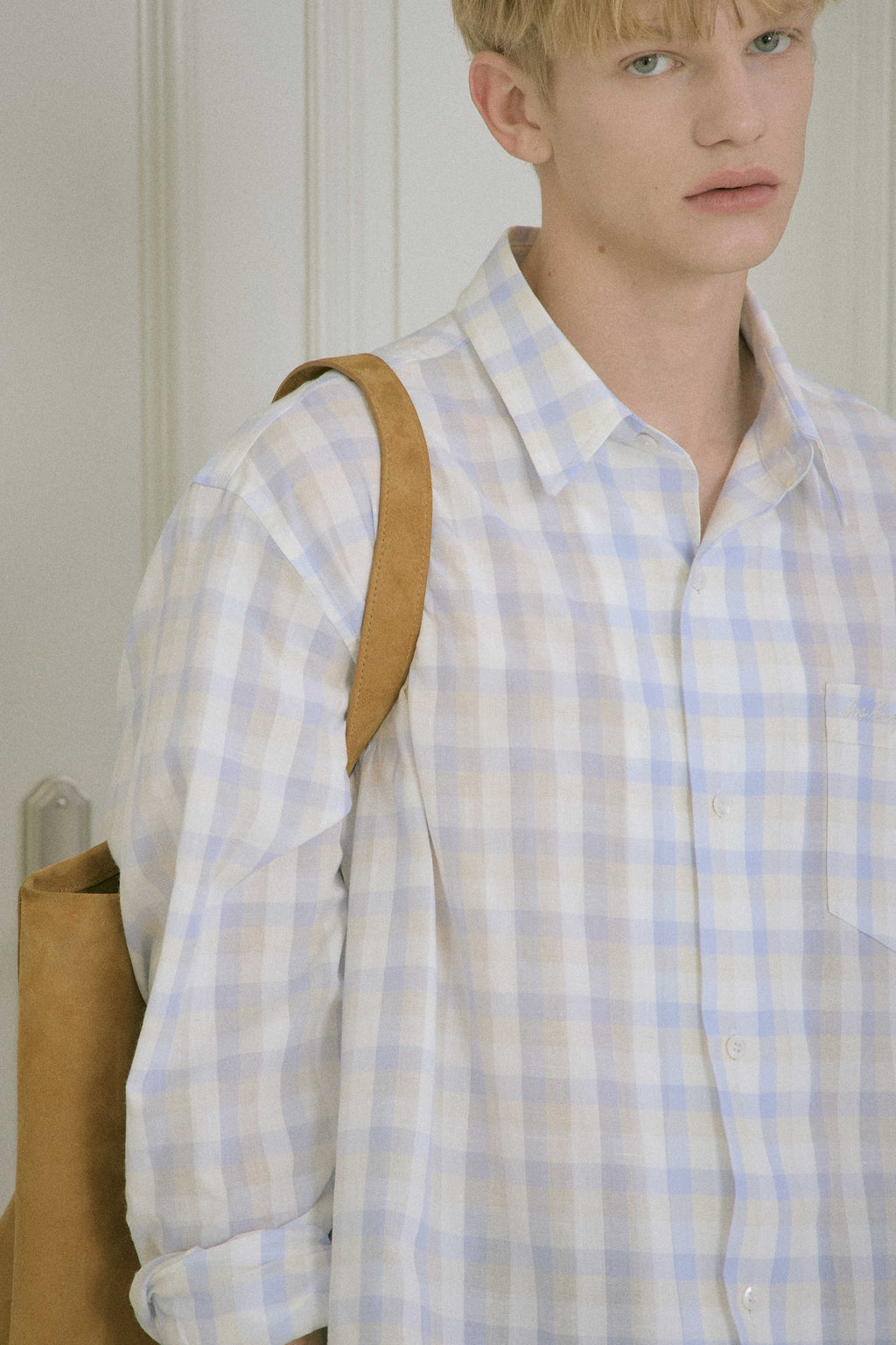 STU - Embroidery Check Shirt Sky (Blue) product image 10 | TRAB K-Fashion Australia