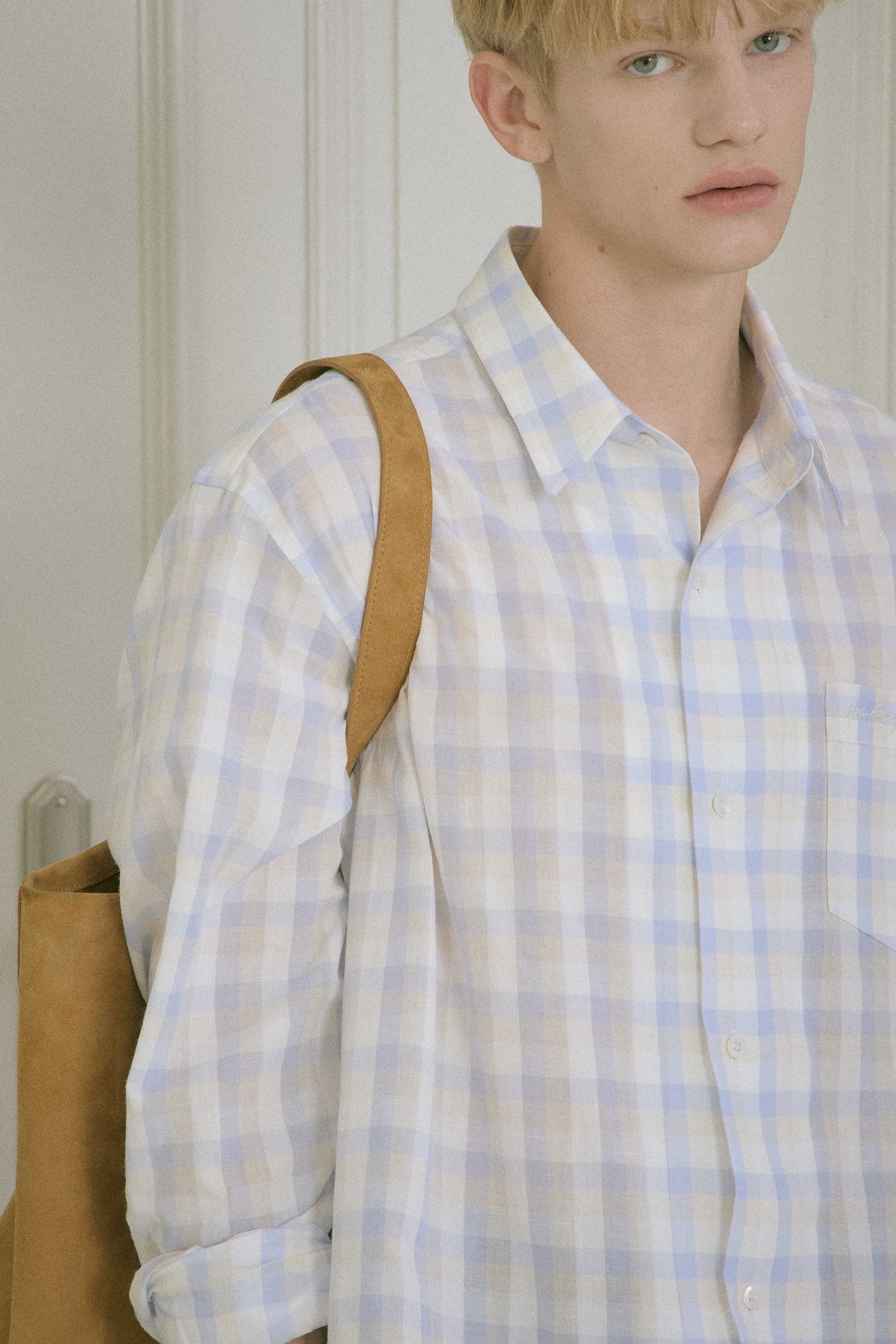 STU - Embroidery Check Shirt Sky (Blue) product image 10 | TRAB K-Fashion Australia