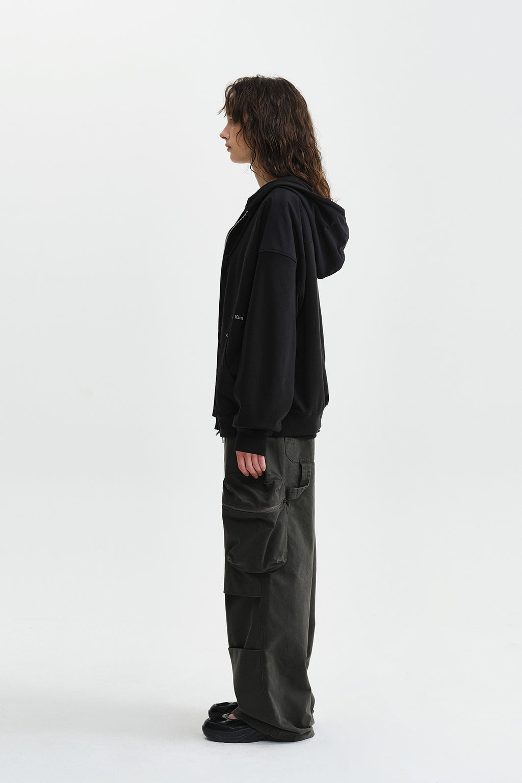 Matin Kim - Color Block Hoody Zip Up (Charcoal) product image 7 | TRAB K-Fashion Australia