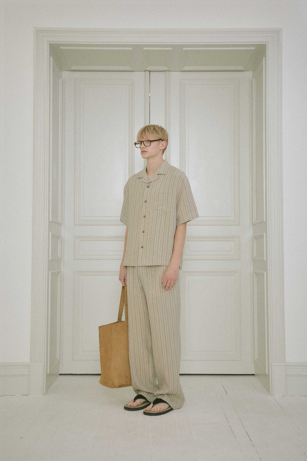 Stu - Stripe Linen Pants (Beige) product image 2 | TRAB K-Fashion Australia