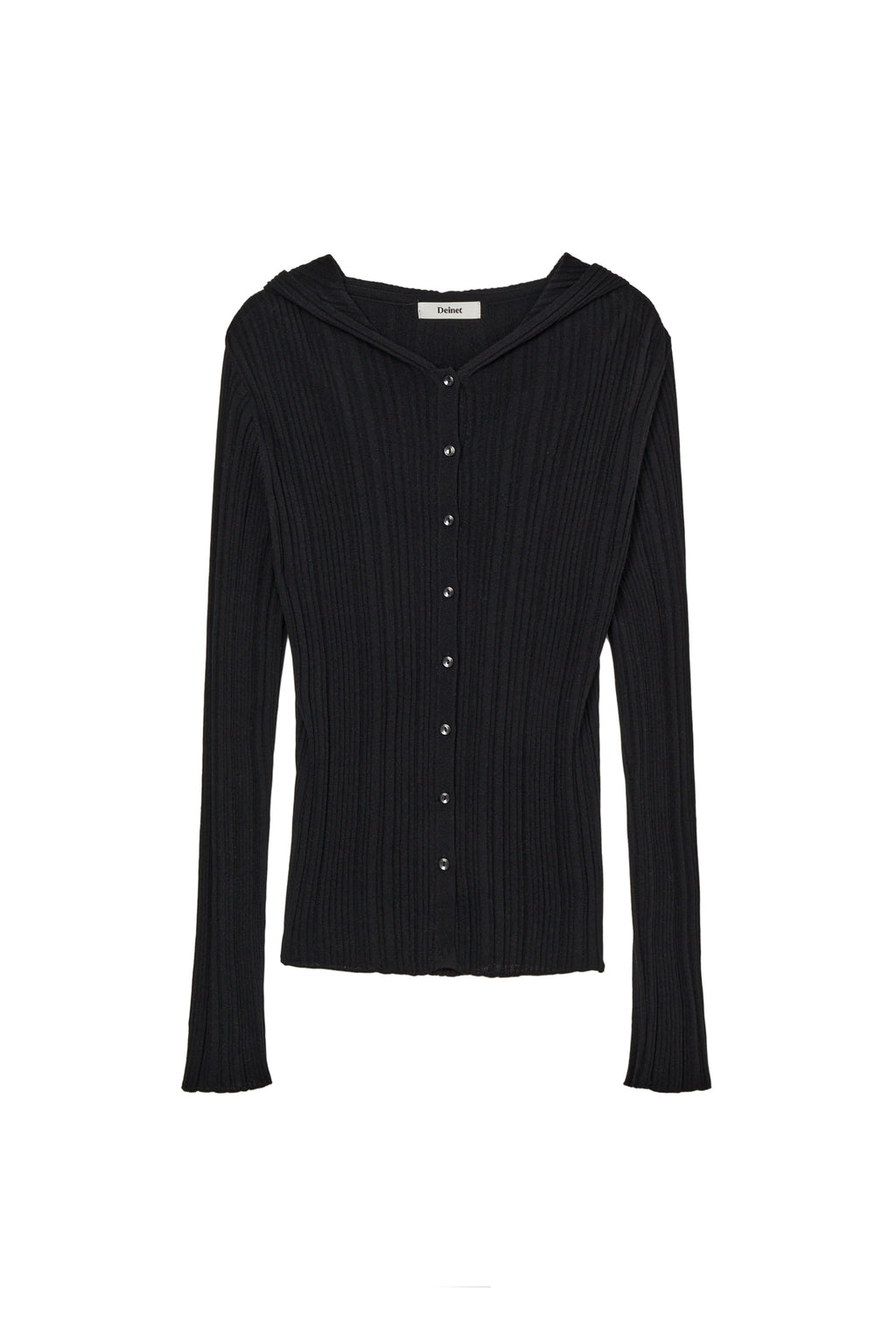 Deinet - Knit Button Hoodie Cardigan (Black) product image 7 | TRAB K-Fashion Australia