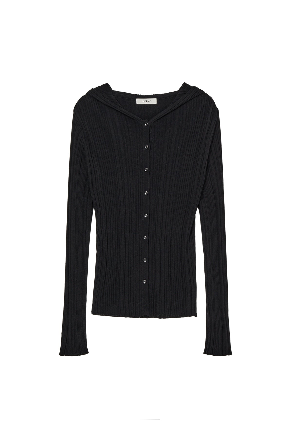 Deinet - Knit Button Hoodie Cardigan (Black) product image 7 | TRAB K-Fashion Australia