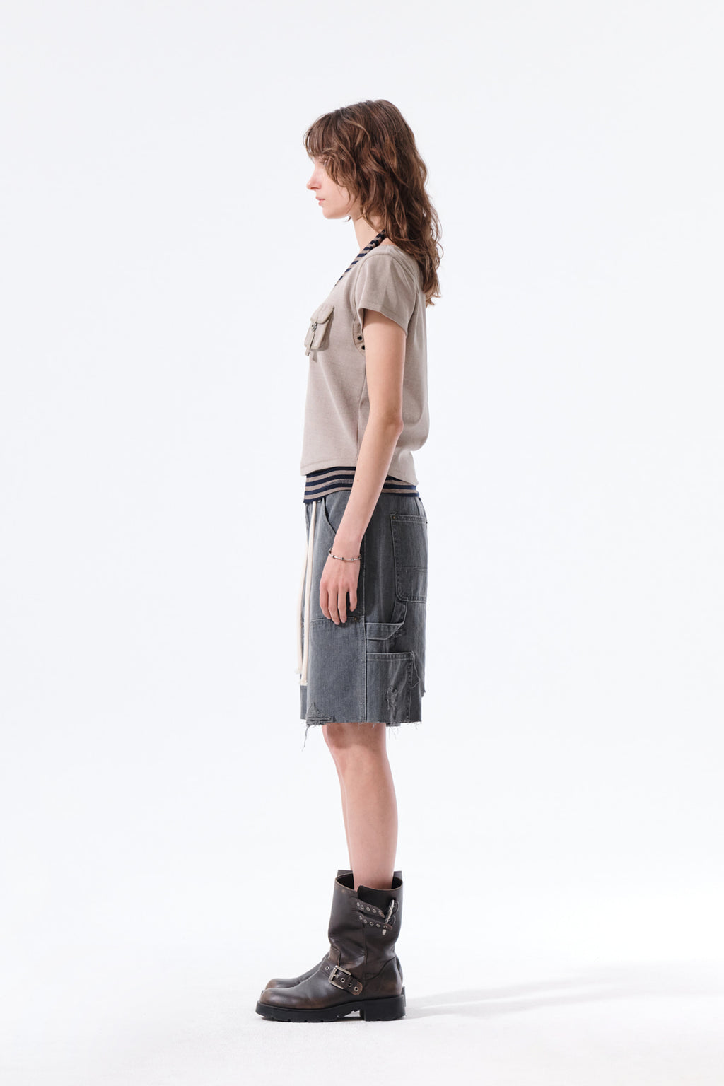 Matin Kim - Pocket Point Slim Fit Top (Beige) product image 6 | TRAB K-Fashion Australia