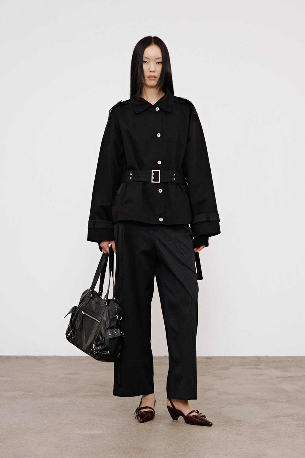 Deinet - Buckle Point Trench Jacket (Black) product image 6 | TRAB K-Fashion Australia
