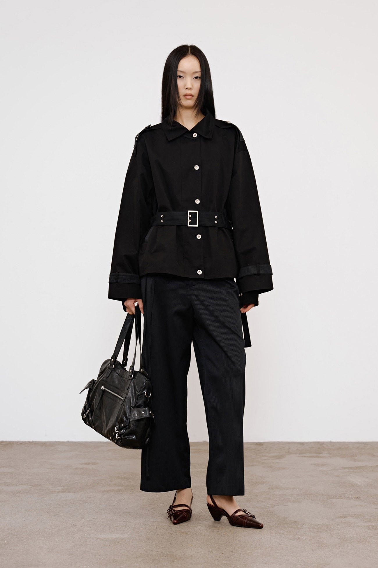 Deinet - Buckle Point Trench Jacket (Black) product image 6 | TRAB K-Fashion Australia