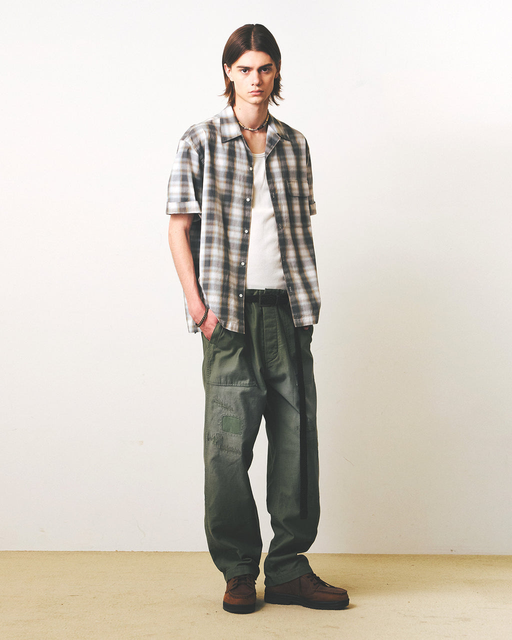Eastlogue - Damaged Fatigue Pants (Olive Backsatin) product image 4 | TRAB K-Fashion Australia