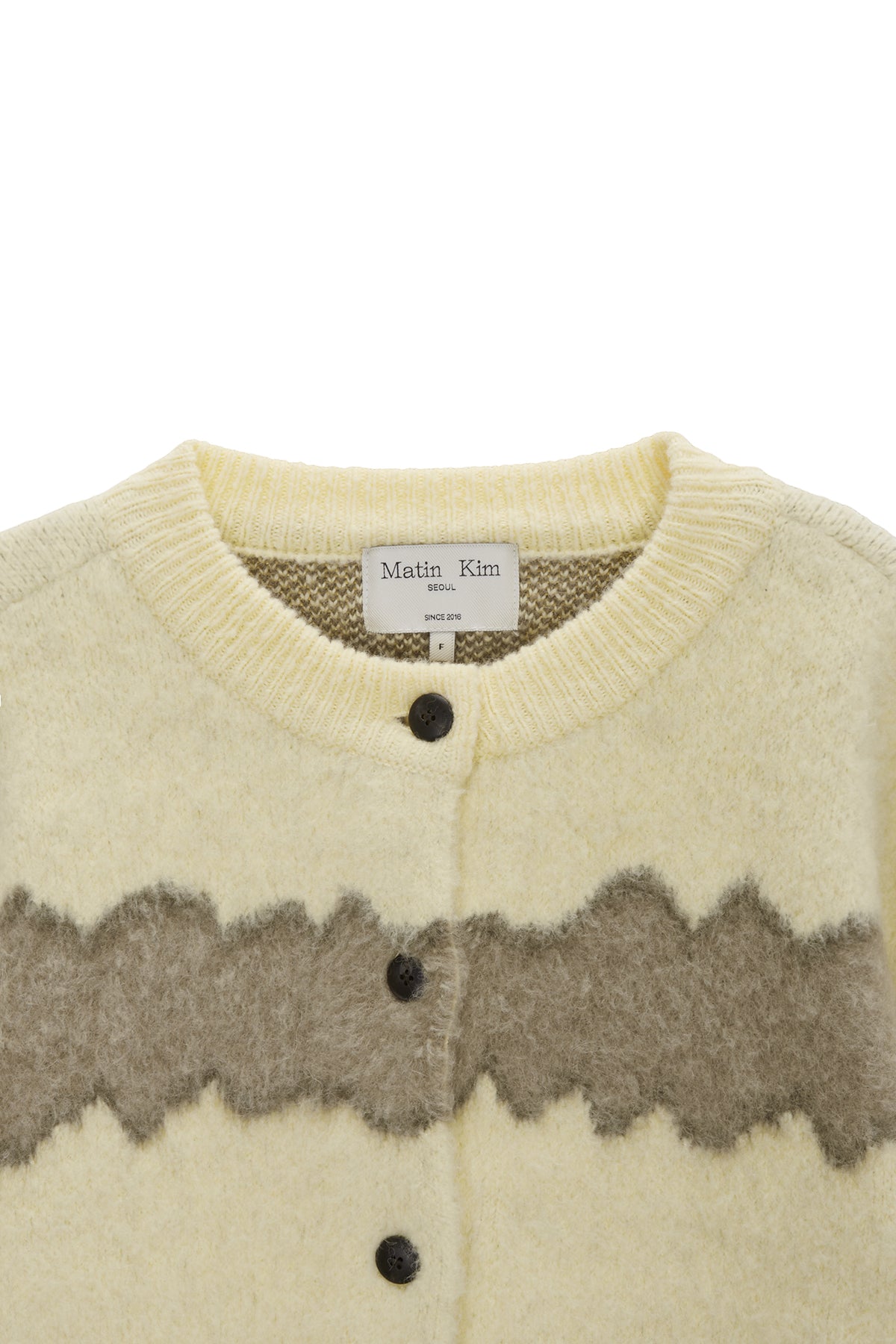 Matin Kim - Wavy Stripe Brushed Cardigan (Yellow) product image 3 | TRAB K-Fashion Australia