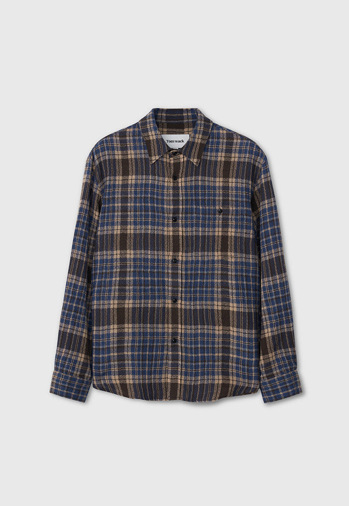 Tonywack - Light Wool Single Pocket Check Shirt (Blue) product image 7 | TRAB K-Fashion Australia