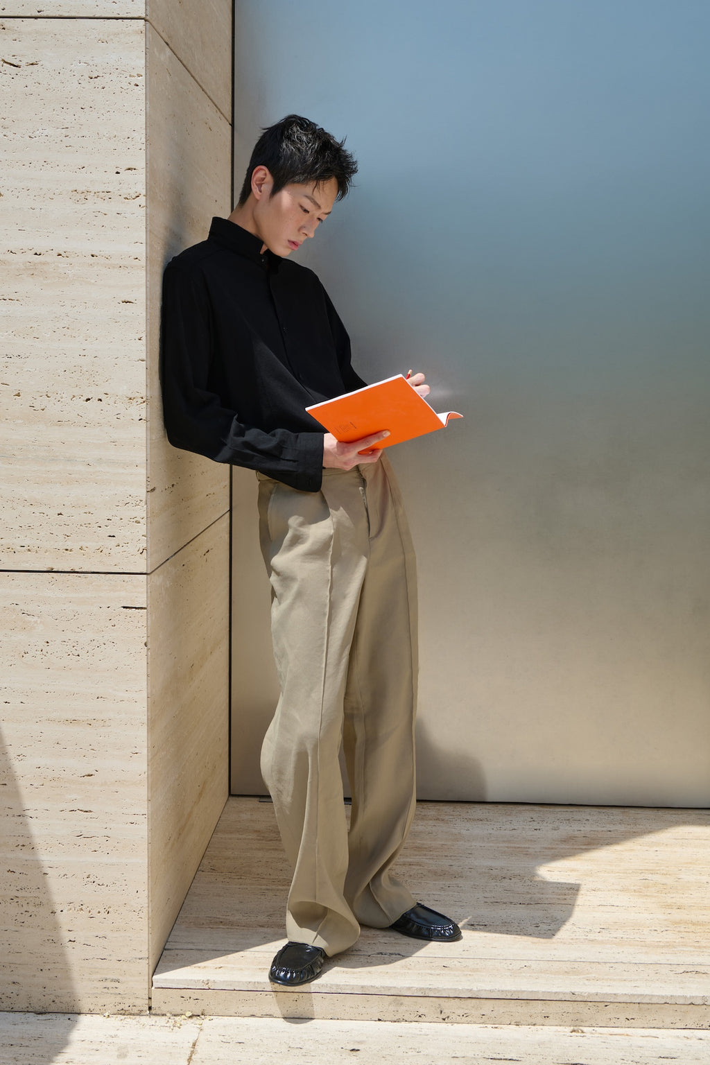 STU - Stand Collar Crease Shirt (Black) product image 15 | TRAB K-Fashion Australia