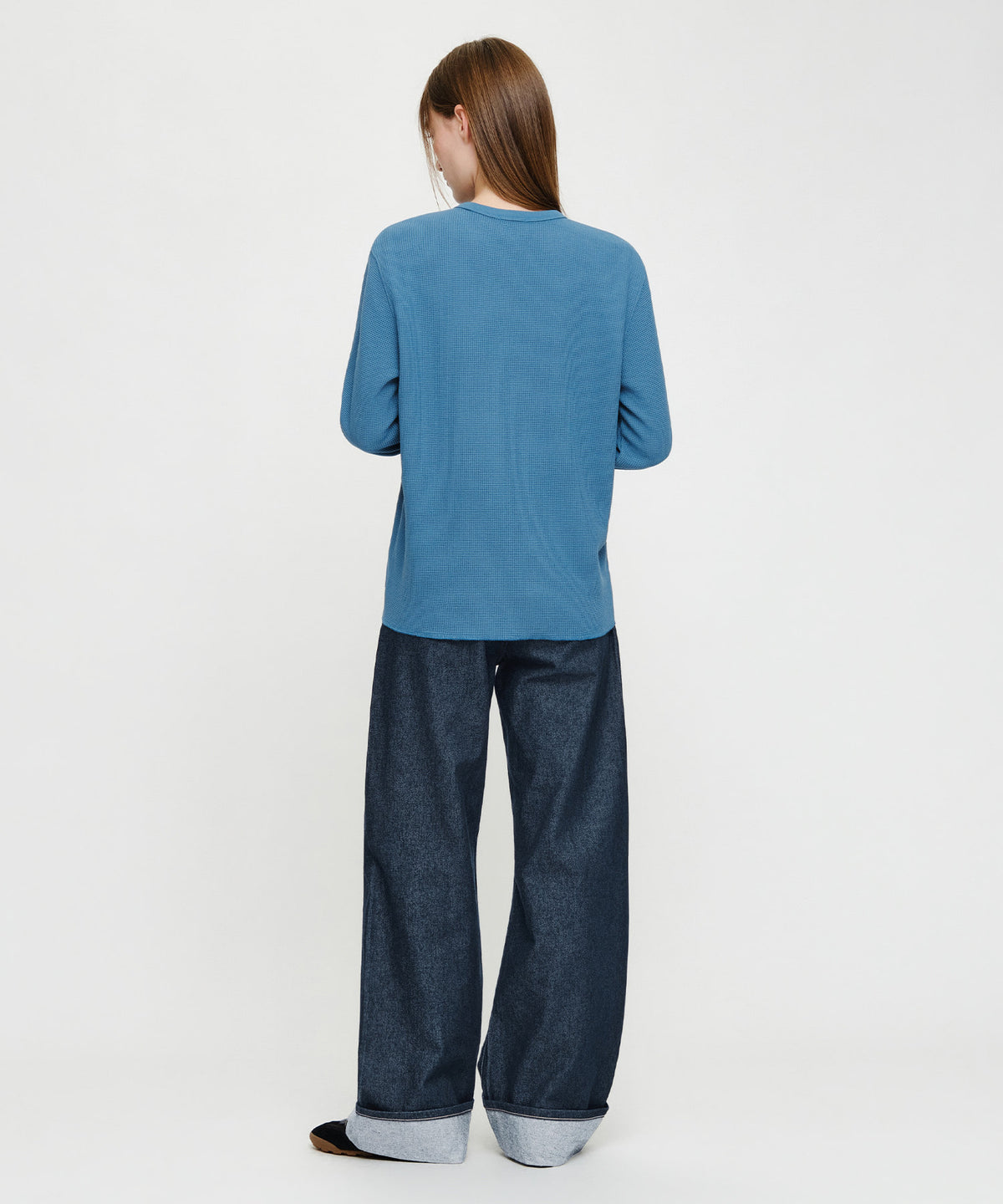 Marithe & Francois Girbaud - [Pre-order – Ships 7 Oct] Semi-wide Turn Up Denim Pants (Indigo) product image 6 | TRAB K-Fashion Australia