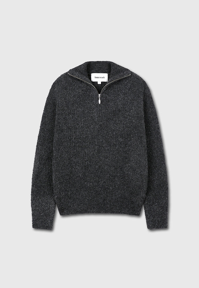 Tonywack - Wool Blend Boucle Zip Sweater (Dark Grey) product image 6 | TRAB K-Fashion Australia