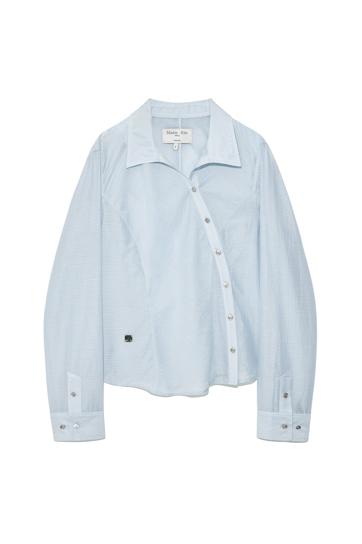 Matin Kim - Unbalance Button Point Shirt (Light Blue) product image 1 | TRAB K-Fashion Australia