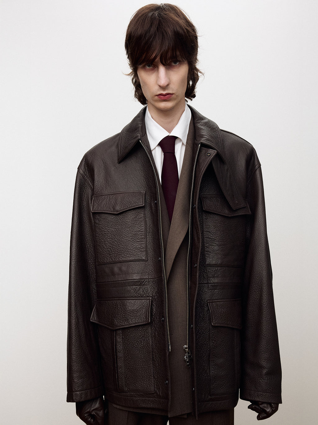 Tonywack - Lamb Leather Cargo Jacket (Dark Brown) product image 6 | TRAB K-Fashion Australia